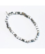 MARLYN SCHIFF Silver-Toned, Aged Brass, Iron Cube Bead Stretch Bracelet - $17.42