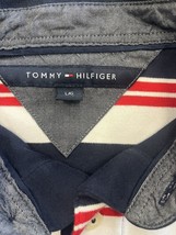 Tommy Hilfiger Shirt Mens Large Size Red White Blue Striped Golf Polo - $12.62