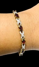 vintage sterling silver DBJ garnet XOXO links gold tone bracelet 7” 12 Grams - $62.31