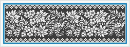 Monochrome Floral Border 1 Floral Panel Cross Stitch PDF Pattern - $4.00