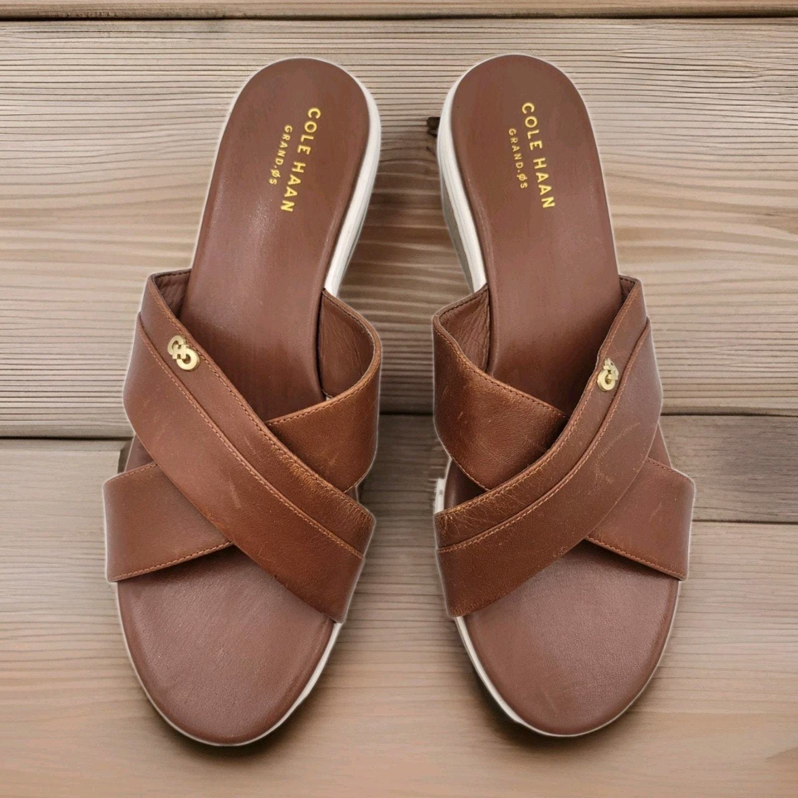 Cole Haan Briella Grand OS Brown Sandal Wedge Slide SZ 8 B Item image 2