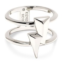 Kendra Scott Jewelry Rhodium Plated Lightning Bolt Double Band Ring Size 7 NWT - £19.23 GBP