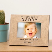 Personalised I / We Love You Wooden Photo Frame Fathers Day Gift Birthday Gift M - £11.67 GBP
