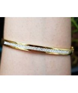 10CT Round Cut Simulated Diamond 14K Yellow Gold Over Women Bangle Bracelet - $2,789.62 MXN