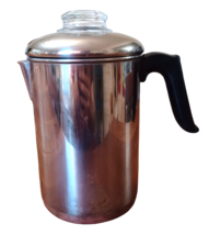 Vintage Revere Ware Percolator 1801 8-Cup Stove Coffee Pot Copper Glass Camping  - £31.61 GBP