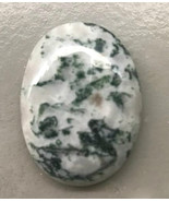 Tree Agate Cab, 40x30mm, Cabochon 30x40mm moss green - $8.00
