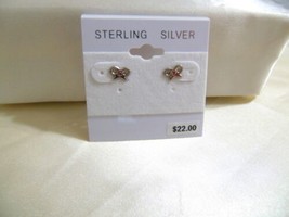 Department Store Sterling Silver Pink Cubic Zirconia Ribbon  Earrings HH... - £10.56 GBP