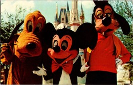 Vtg Postcard Welcome to the Magic Kingdom, Mickey, Pluto and Goofy, PM 1975 - £5.36 GBP