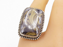 925 Sterling Silver - Cabochon Cut Brown Agate Square Cocktail Ring Sz 8- RG8141 - £38.85 GBP