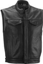 HIGHWAY 21 Magnum Leather Motorcycle Vest, Black, Small - $169.95