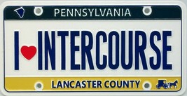 I Love Intercourse Lancaster County Pennsylvania License Plate Souvenir ... - £6.35 GBP