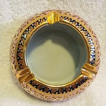 Thai Hand Painted BENJARONG Porcelain ASHTRAY Gold Tone Trim Thailand Be... - £27.36 GBP