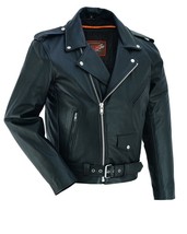 Men&#39;s Classic Plain Side Police Style M/C Biker Rider Motorcycle Jacket, Medium - £56.97 GBP