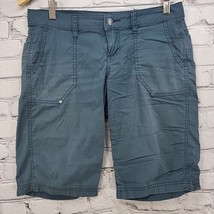 Prana Shorts Womens Sz 2 Organic Cotton Blue Walking Outdoors  - £19.37 GBP