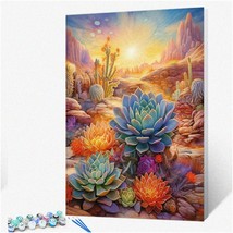 Sunset Oasis Paint by Numbers Kit - Create Your Own Tropical Succulent M... - $46.48