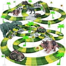 Dinosaur Toys 252 PCS Create A Dinosaur World Road Race Tracks Flexible Track Pl - £31.04 GBP