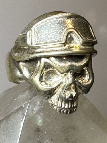 Skull ring size 10.25 biker band cast ring sterling silver from Ukraine Item image 12