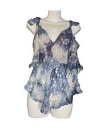 Venus Womens Medium Lace Top Floral Babydoll Mesh Cami Tank Festival Ruffle - $17.17