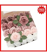 25 Pcs Realistic Foam Roses with Stems and Leaves for DIY Floral Arrange... - $524.20 MXN