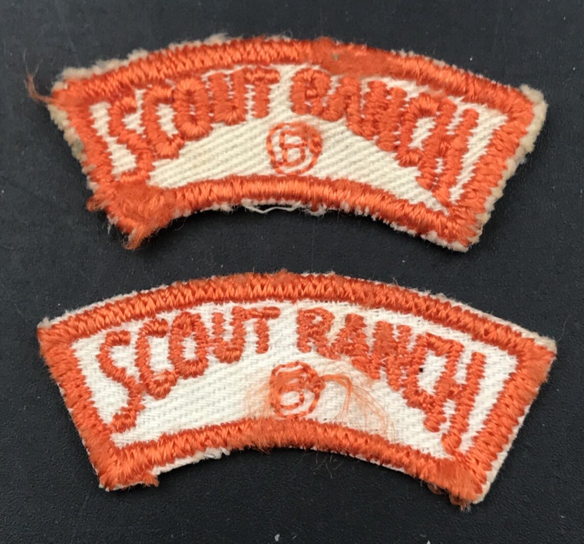 Primary image for Lot of Two (2) Vintage Boy Scouts BSA Orange Scout Ranch Patch 1.75" x 0.50"