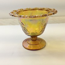 Vintage Indiana Harvest Grape Cluster Iridescent Marigold Carnival Glass Dish - £15.76 GBP