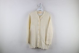 Vtg 50s 60s Streetwear Womens Large Diamond Crochet Knit Cardigan Sweater USA - £47.44 GBP