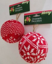 Christmas Ornaments Sweater Balls 3.7” w Hanging Loops 1/Pk Select: Design - £2.39 GBP