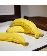 3 Pcs Handcrafted Wooden Banana Figurine Realistic Carved Fruit Decor - $26.97