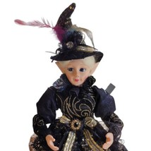 Nicole Miller Home Elf Doll Halloween / Autumn/ Fall 18&quot; Black &amp; Gold Ne... - £73.64 GBP