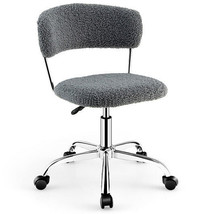 Computer Desk Chair Adjustable Sherpa Office Chair Swivel Vanity Chair-W... - $148.49