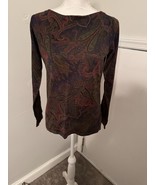 RALPH LAUREN Women&#39;s Sz M Top Paisley Silk Blend Sweater - £13.27 GBP