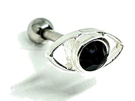 Evil Eye Obsidian Tragus 925 Sterling Silver 16g (1.2mm) Body Piercing Ear Stud - £14.83 GBP