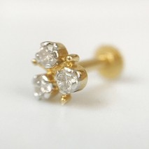Real Genuine Diamonds 0.13Ct  14Kt Gold Nose Bone Pin Piercing Screw Ring - $331.64