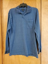 Van Heusen Polo Shirt Mens Adult X Large Navy Blue Long Sleeve Plaid - $18.99