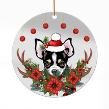 Funny Puppy Chihuahua Dog Wreath Christmas Ornament Acrylic Deer Anlters Gift - £13.41 GBP