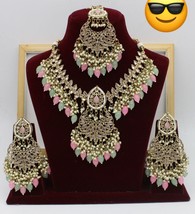 Dulhan Kundan Necklace Earrings Tikka Jewelry Set Latest Jadau Bridal - £56.20 GBP