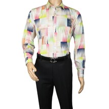 Men's AVM Rhine Stone Digital Print Shirt Cotton Turkey Slim Fit 19590-01 Multi image 9
