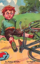 A FULL STOP BICYCLE ACCIDENT-CRACKERJACK SERIES-LITTLE JIM&#39;S BIKE~1909 P... - £9.81 GBP