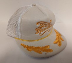 Vtg Georgia Stone Mountain Trucker Hat Snapback White Mesh Gold Rope Embroidered - £11.19 GBP