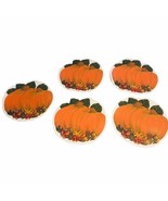 Vtg Vinyl Pumpkin Shaped Placemats Set of 5 Halloween Thanksgiving  Leaves - £30.29 GBP