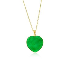 14K Yellow Gold, 26mm Jade Heart Pendant w/Gold Frame - £223.69 GBP