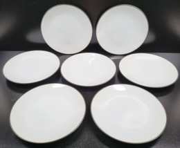7 Studio Nova Jet Black Salad Plates Set Vintage Color Mix PR405 White Dish Lot - £69.51 GBP