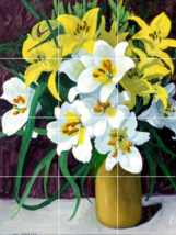 yellow Easter lily lilies flowers bouquet garden ceramic tile mural backsplash - £46.60 GBP+