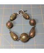 Mesh Covered Bead Toggle Bracelet  8&quot;  Mixed Colored Metal - £10.97 GBP