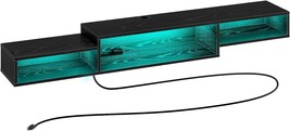 Black Rolanstar Tv Stand, Floating Tv Stand With Outlet And Led, Under Tv Shelf. - £71.51 GBP