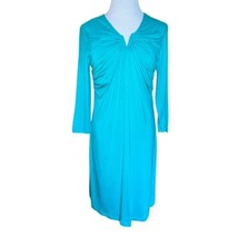 DAISY FUENTES CHIC DRESS SEASCAPE BLUE RUCHED NECKLINE SHIEATH DRESS SMA... - £11.97 GBP