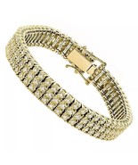 Lab Created Diamond 14K Yellow Gold Plated 3-Row Men&#39;s Bracelets With Fr... - €286,42 EUR