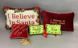 Lot Of 5 Christmas Santa Claus Decorative Pillows - $10.39