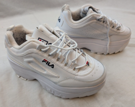 FILA Disruptor II Wedge Women&#39;s Platform Sneaker White Size 10 Excellent! - $49.45