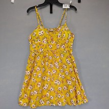 Jolie &amp; Joy Yellow Floral Babydoll Tank Mini Dress, Sz XL, Smocked Y2K S... - $26.13